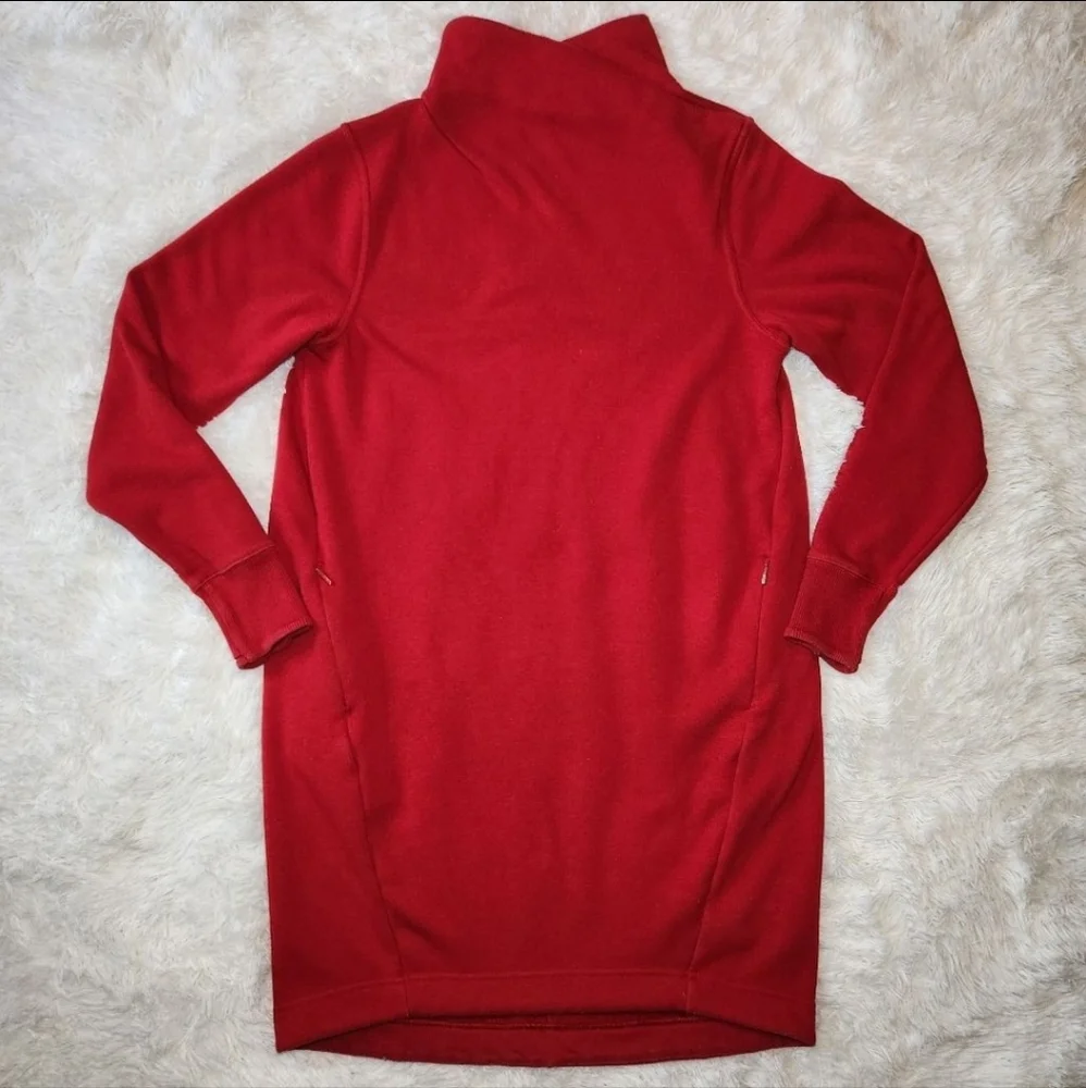 Athleta Cozy Karma Red Mock Neck Oversize Mini Sweatshirt Dress - Picture 5 of 11